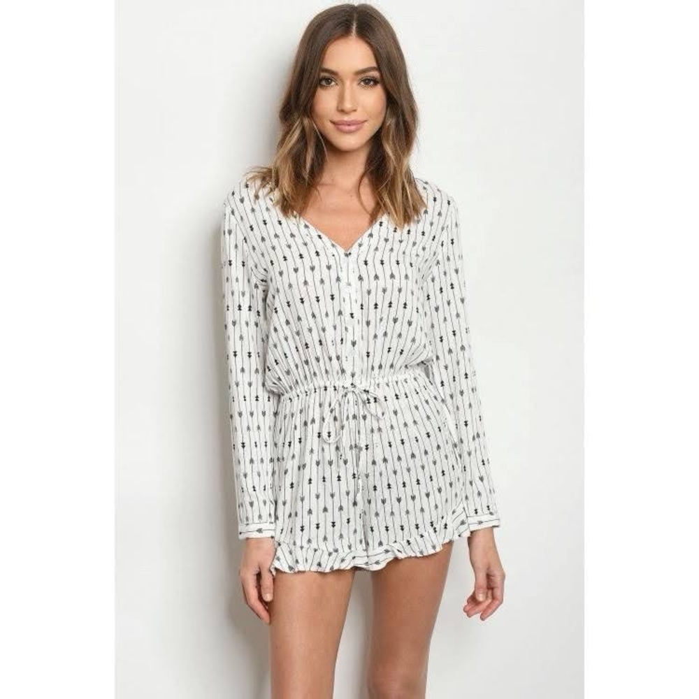 White Boho Arrow Romper